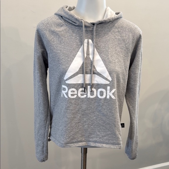 Reebok XS Heather Gray Logo Pullover Hoodie - Picture 1 of 7
